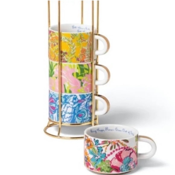 Lilly Pulitzer for Target Other - EUC Lilly Pulitzer for Target Stacking Cups Mugs Set with Caddy